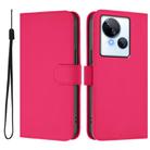 For Tecno Spark 10 5G Skin Feel Solid Color Leather Phone Case with Lanyard(Rose Red) - 2