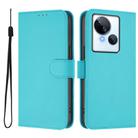 For Tecno Spark 10 5G Skin Feel Solid Color Leather Phone Case with Lanyard(Lake Blue) - 2