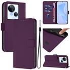 For Tecno Spark 10 5G Skin Feel Solid Color Leather Phone Case with Lanyard(Violet) - 1