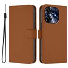 For Tecno Spark 10 Pro 4G Skin Feel Solid Color Leather Phone Case with Lanyard(Brown) - 2