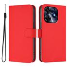 For Tecno Spark 10 Pro 4G Skin Feel Solid Color Leather Phone Case with Lanyard(Red) - 2