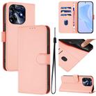 For Tecno Spark 10 Pro 4G Skin Feel Solid Color Leather Phone Case with Lanyard(Pink) - 1