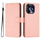 For Tecno Spark 10 Pro 4G Skin Feel Solid Color Leather Phone Case with Lanyard(Pink) - 2