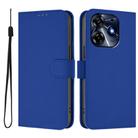 For Tecno Spark 10 Pro 4G Skin Feel Solid Color Leather Phone Case with Lanyard(Dark Blue) - 2