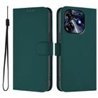 For Tecno Spark 10 Pro 4G Skin Feel Solid Color Leather Phone Case with Lanyard(Dark Green) - 2