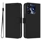 For Tecno Spark 10 Pro 4G Skin Feel Solid Color Leather Phone Case with Lanyard(Black) - 2