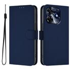 For Tecno Spark 10 Pro 4G Skin Feel Solid Color Leather Phone Case with Lanyard(Navy Blue) - 2