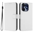 For Tecno Spark 10 Pro 4G Skin Feel Solid Color Leather Phone Case with Lanyard(White) - 2
