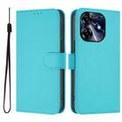 For Tecno Spark 10 Pro 4G Skin Feel Solid Color Leather Phone Case with Lanyard(Lake Blue) - 2