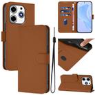 For Tecno Spark 10 Pro Magic Skin Feel Solid Color Leather Phone Case with Lanyard(Brown) - 1