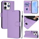 For Tecno Spark 10 Pro Magic Skin Feel Solid Color Leather Phone Case with Lanyard(Lavender Purple) - 1