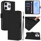 For Tecno Spark 10 Pro Magic Skin Feel Solid Color Leather Phone Case with Lanyard(Black) - 1
