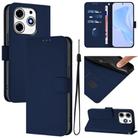 For Tecno Spark 10 Pro Magic Skin Feel Solid Color Leather Phone Case with Lanyard(Navy Blue) - 1