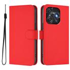 For Tecno Spark 10C / 10 4G Skin Feel Solid Color Leather Phone Case with Lanyard(Red) - 2