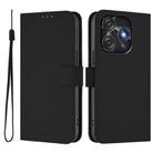 For Tecno Spark 10C / 10 4G Skin Feel Solid Color Leather Phone Case with Lanyard(Black) - 2