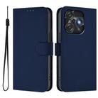 For Tecno Spark 10C / 10 4G Skin Feel Solid Color Leather Phone Case with Lanyard(Navy Blue) - 2