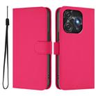 For Tecno Spark 10C / 10 4G Skin Feel Solid Color Leather Phone Case with Lanyard(Rose Red) - 2