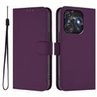 For Tecno Spark 10C / 10 4G Skin Feel Solid Color Leather Phone Case with Lanyard(Violet) - 2