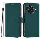 For Tecno Spark 20 Pro+ 4G Skin Feel Solid Color Leather Phone Case with Lanyard(Dark Green) - 2
