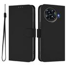 For Tecno Spark 20 Pro+ 4G Skin Feel Solid Color Leather Phone Case with Lanyard(Black) - 2