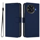 For Tecno Spark 20 Pro+ 4G Skin Feel Solid Color Leather Phone Case with Lanyard(Navy Blue) - 2