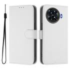For Tecno Spark 20 Pro+ 4G Skin Feel Solid Color Leather Phone Case with Lanyard(White) - 2