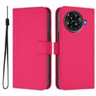 For Tecno Spark 20 Pro+ 4G Skin Feel Solid Color Leather Phone Case with Lanyard(Rose Red) - 2