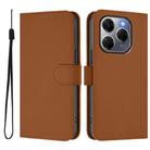 For Tecno Spark 20 Pro 5G Skin Feel Solid Color Leather Phone Case with Lanyard(Brown) - 2