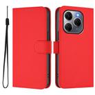 For Tecno Spark 20 Pro 5G Skin Feel Solid Color Leather Phone Case with Lanyard(Red) - 2