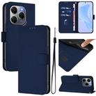 For Tecno Spark 20 Pro 5G Skin Feel Solid Color Leather Phone Case with Lanyard(Navy Blue) - 1