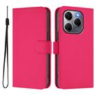 For Tecno Spark 20 Pro 5G Skin Feel Solid Color Leather Phone Case with Lanyard(Rose Red) - 2