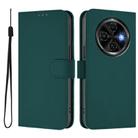 For Tecno Spark 30C Skin Feel Solid Color Leather Phone Case with Lanyard(Dark Green) - 2