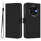 For Tecno Spark 30C Skin Feel Solid Color Leather Phone Case with Lanyard(Black) - 2