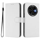For Tecno Spark 30C Skin Feel Solid Color Leather Phone Case with Lanyard(White) - 2