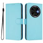 For Tecno Spark 30C Skin Feel Solid Color Leather Phone Case with Lanyard(Sky Blue) - 2