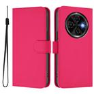For Tecno Spark 30C Skin Feel Solid Color Leather Phone Case with Lanyard(Rose Red) - 2