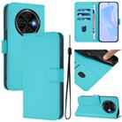 For Tecno Spark 30C Skin Feel Solid Color Leather Phone Case with Lanyard(Lake Blue) - 1