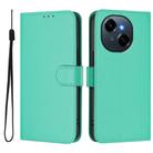 For Tecno Spark Go 1 Skin Feel Solid Color Leather Phone Case with Lanyard(Green) - 2
