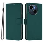 For Tecno Spark Go 1 Skin Feel Solid Color Leather Phone Case with Lanyard(Dark Green) - 2
