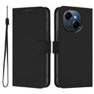 For Tecno Spark Go 1 Skin Feel Solid Color Leather Phone Case with Lanyard(Black) - 2