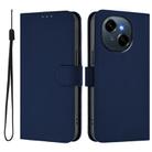 For Tecno Spark Go 1 Skin Feel Solid Color Leather Phone Case with Lanyard(Navy Blue) - 2