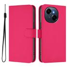 For Tecno Spark Go 1 Skin Feel Solid Color Leather Phone Case with Lanyard(Rose Red) - 2