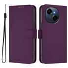 For Tecno Spark Go 1 Skin Feel Solid Color Leather Phone Case with Lanyard(Violet) - 2