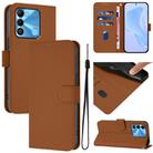 For Tecno Spark Go 2022 / 8C Skin Feel Solid Color Leather Phone Case with Lanyard(Brown) - 1
