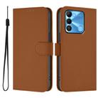 For Tecno Spark Go 2022 / 8C Skin Feel Solid Color Leather Phone Case with Lanyard(Brown) - 2