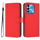 For Tecno Spark Go 2022 / 8C Skin Feel Solid Color Leather Phone Case with Lanyard(Red) - 2