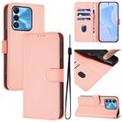 For Tecno Spark Go 2022 / 8C Skin Feel Solid Color Leather Phone Case with Lanyard(Pink) - 1