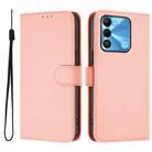 For Tecno Spark Go 2022 / 8C Skin Feel Solid Color Leather Phone Case with Lanyard(Pink) - 2