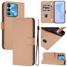 For Tecno Spark Go 2022 / 8C Skin Feel Solid Color Leather Phone Case with Lanyard(Nude) - 1