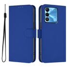 For Tecno Spark Go 2022 / 8C Skin Feel Solid Color Leather Phone Case with Lanyard(Dark Blue) - 2